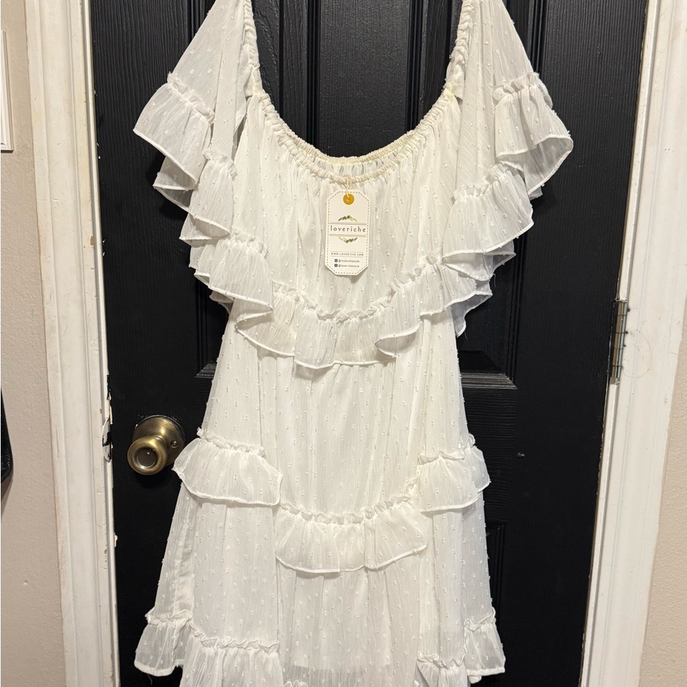 Altar'd State White Ruffle Mini Dress